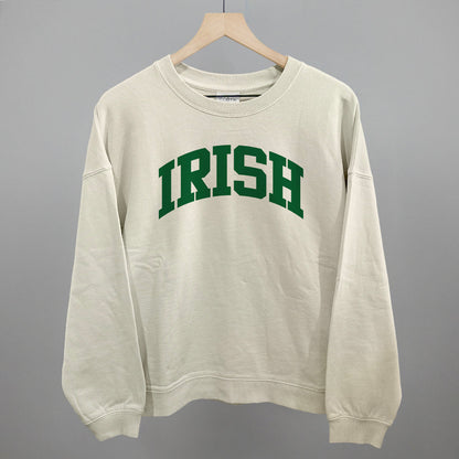 Irish Collegiate Funny Oversized Boxy Crewneck Sweatshirt in Bone – Ivy + Cloth
