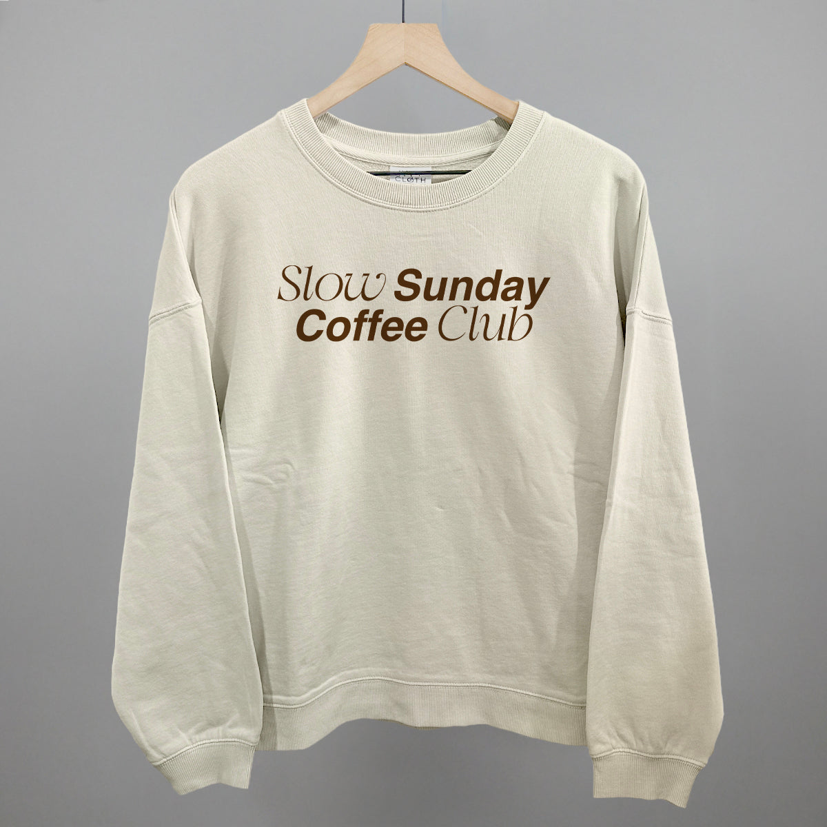 Slow Sundays Coffee Club Funny Oversized Boxy Crewneck Sweatshirt in Bone – Ivy + Cloth