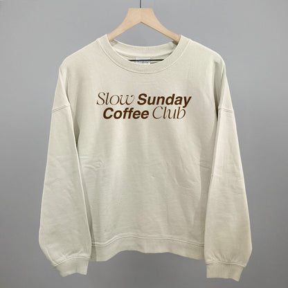Slow Sundays Coffee Club Funny Oversized Boxy Crewneck Sweatshirt in Bone – Ivy + Cloth