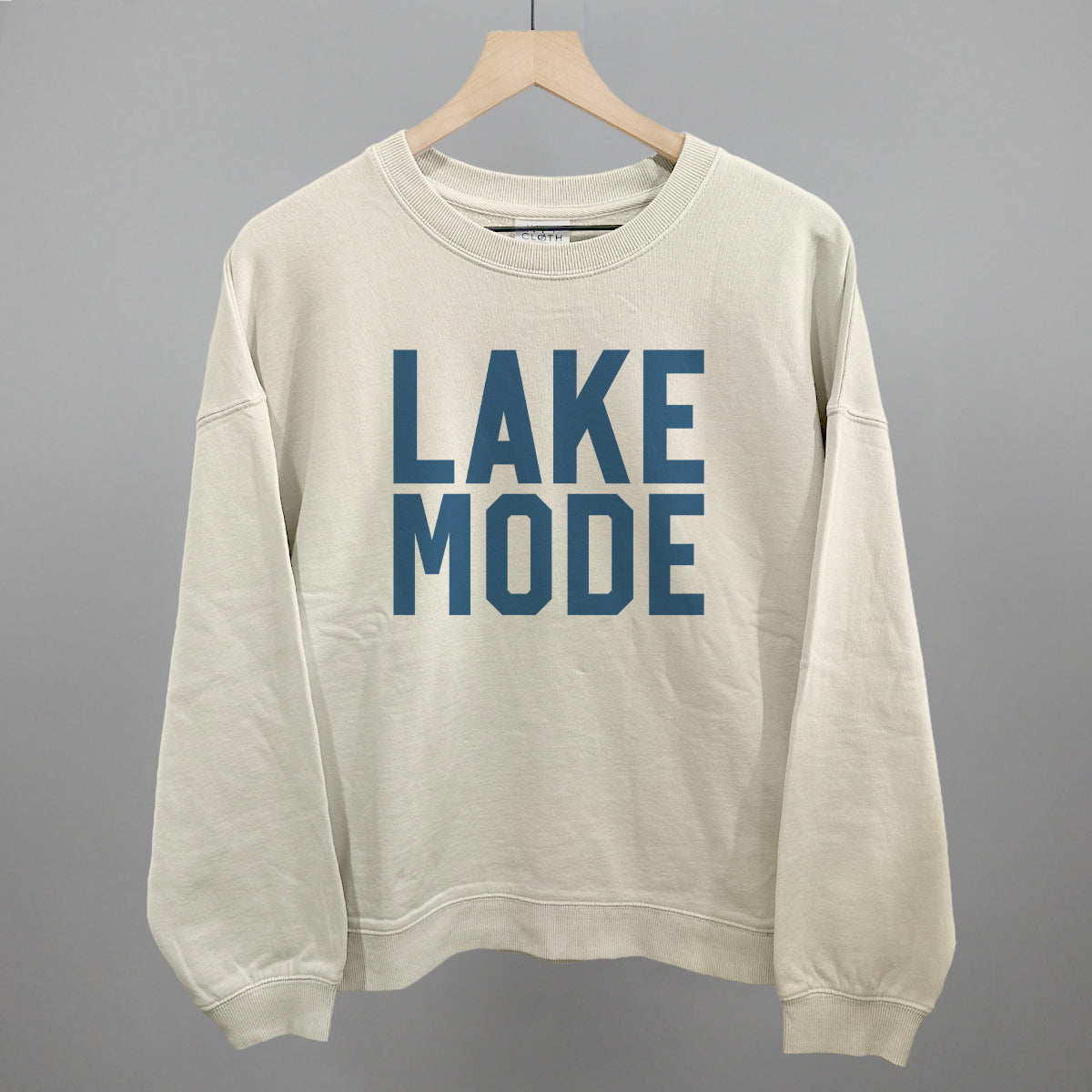 Lake Mode Lake Life graphic oversized boxy crew in Bone