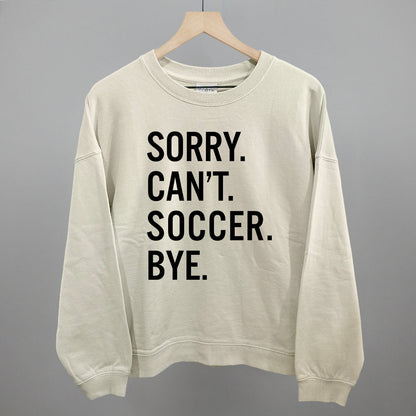 Sorry Can't Soccer Bye Funny Oversized Boxy Crewneck Sweatshirt in Bone – Ivy + Cloth