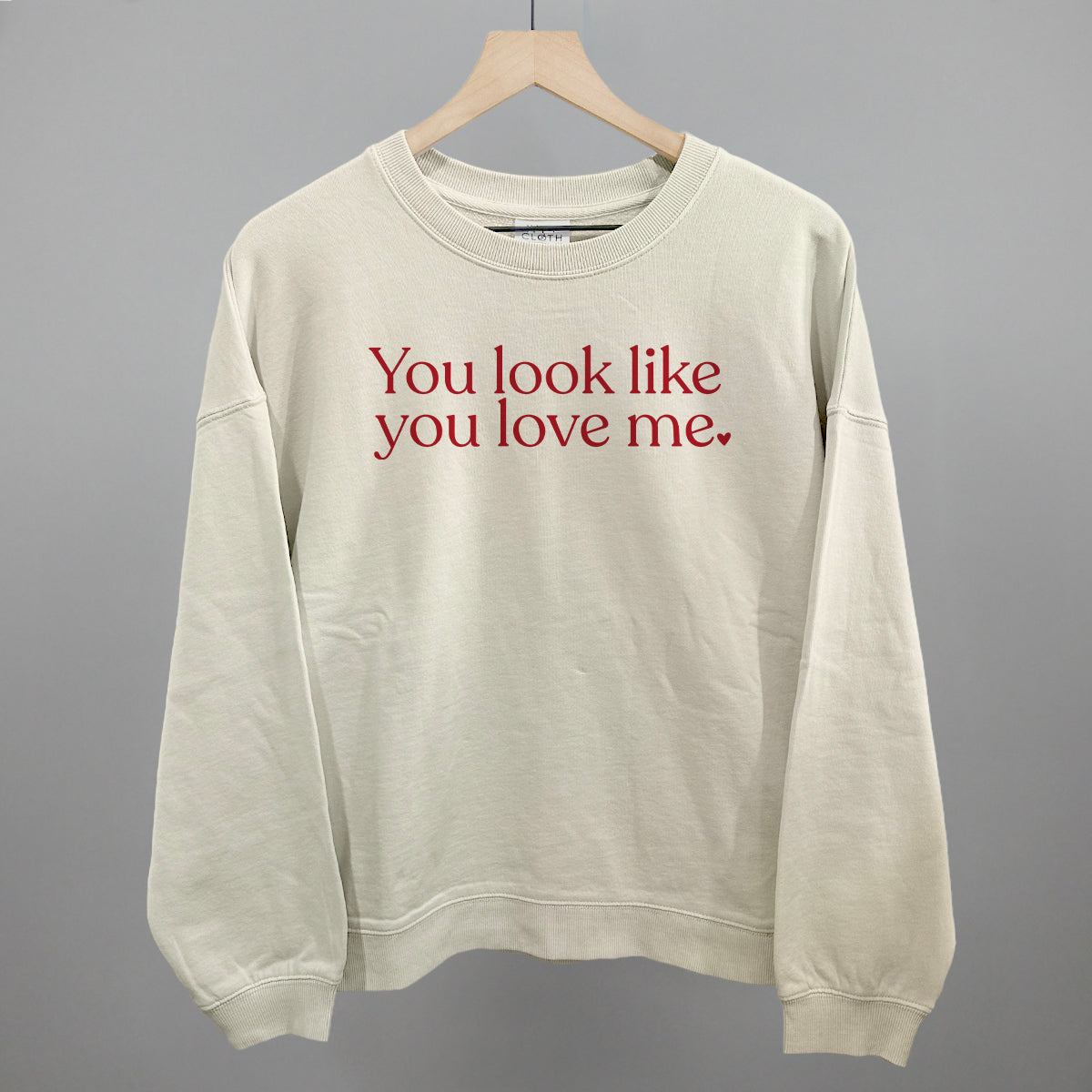 You Look Like You Love Me Valentine's graphic oversized boxy crew in Bone