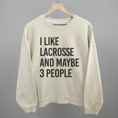 I Like Lacrosse and Maybe 3 People graphic oversized boxy crew in Bone