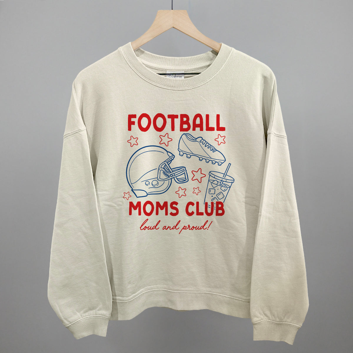 Football Moms Club Doodle Funny Oversized Boxy Crewneck Sweatshirt in Bone – Ivy + Cloth