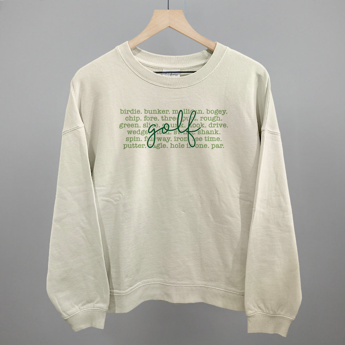 Golf Terms With Script Funny Oversized Boxy Crewneck Sweatshirt in Bone – Ivy + Cloth