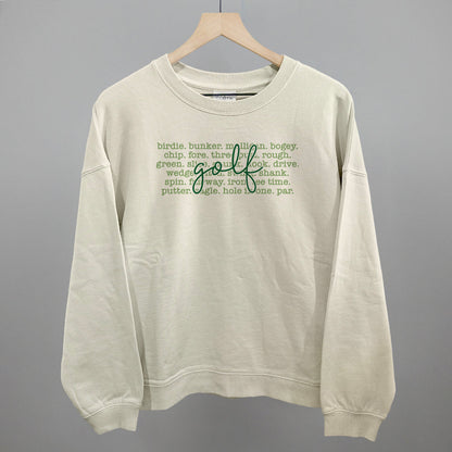 Golf Terms With Script Funny Oversized Boxy Crewneck Sweatshirt in Bone – Ivy + Cloth