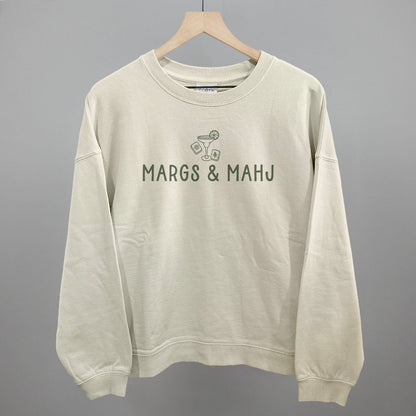 Margs & Mahj Mahjong graphic oversized boxy crew in Bone