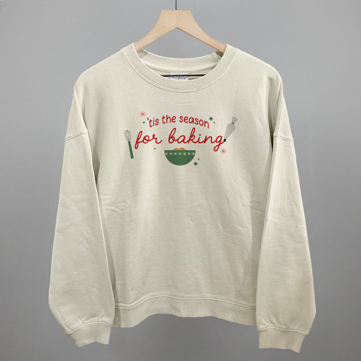 'Tis The Season For Baking Doodles Funny Oversized Boxy Crewneck Sweatshirt in Bone – Ivy + Cloth