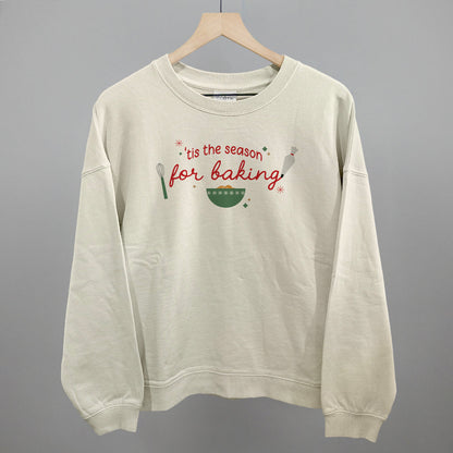 'Tis The Season For Baking Doodles Funny Oversized Boxy Crewneck Sweatshirt in Bone – Ivy + Cloth