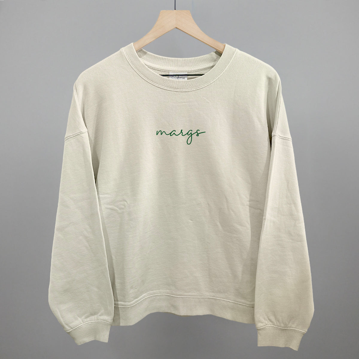 Margs Script Green Funny Oversized Boxy Crewneck Sweatshirt in Bone – Ivy + Cloth