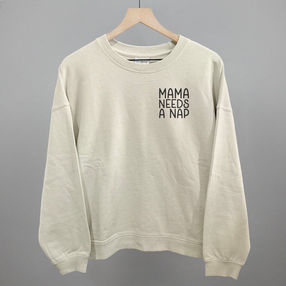 Mama Needs A Nap graphic oversized boxy crew in Bone