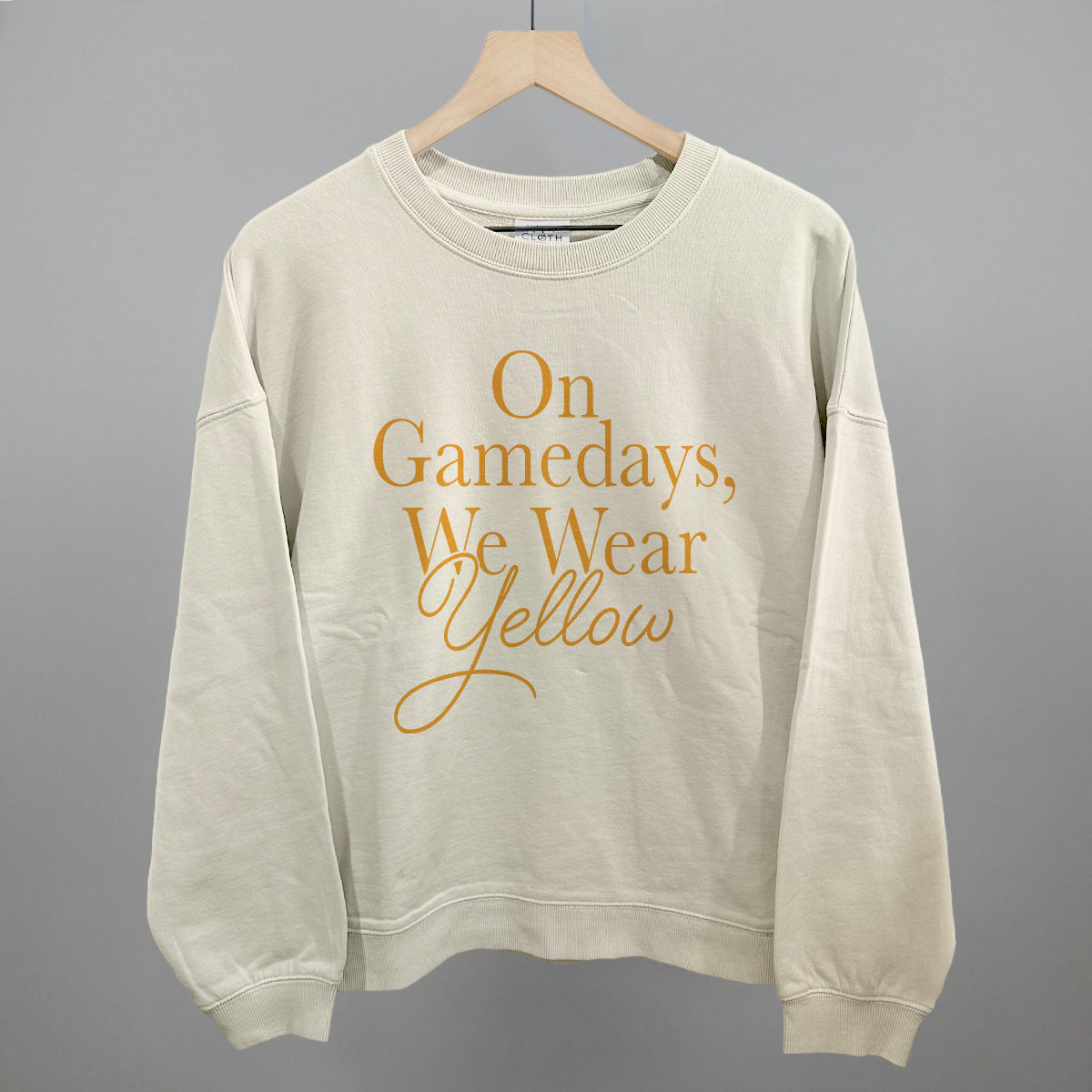 On Game Days We Wear Yellow Football graphic oversized boxy crew in Bone