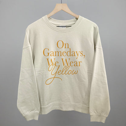 On Game Days We Wear Yellow Football graphic oversized boxy crew in Bone