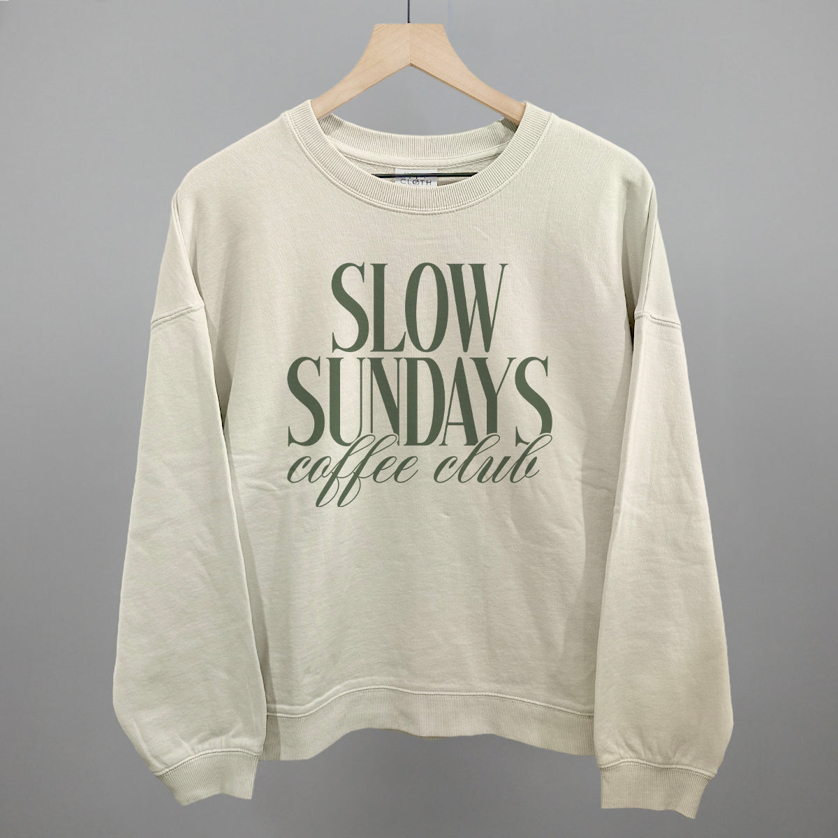 Slow Sundays Coffee Club graphic oversized boxy crew in Bone