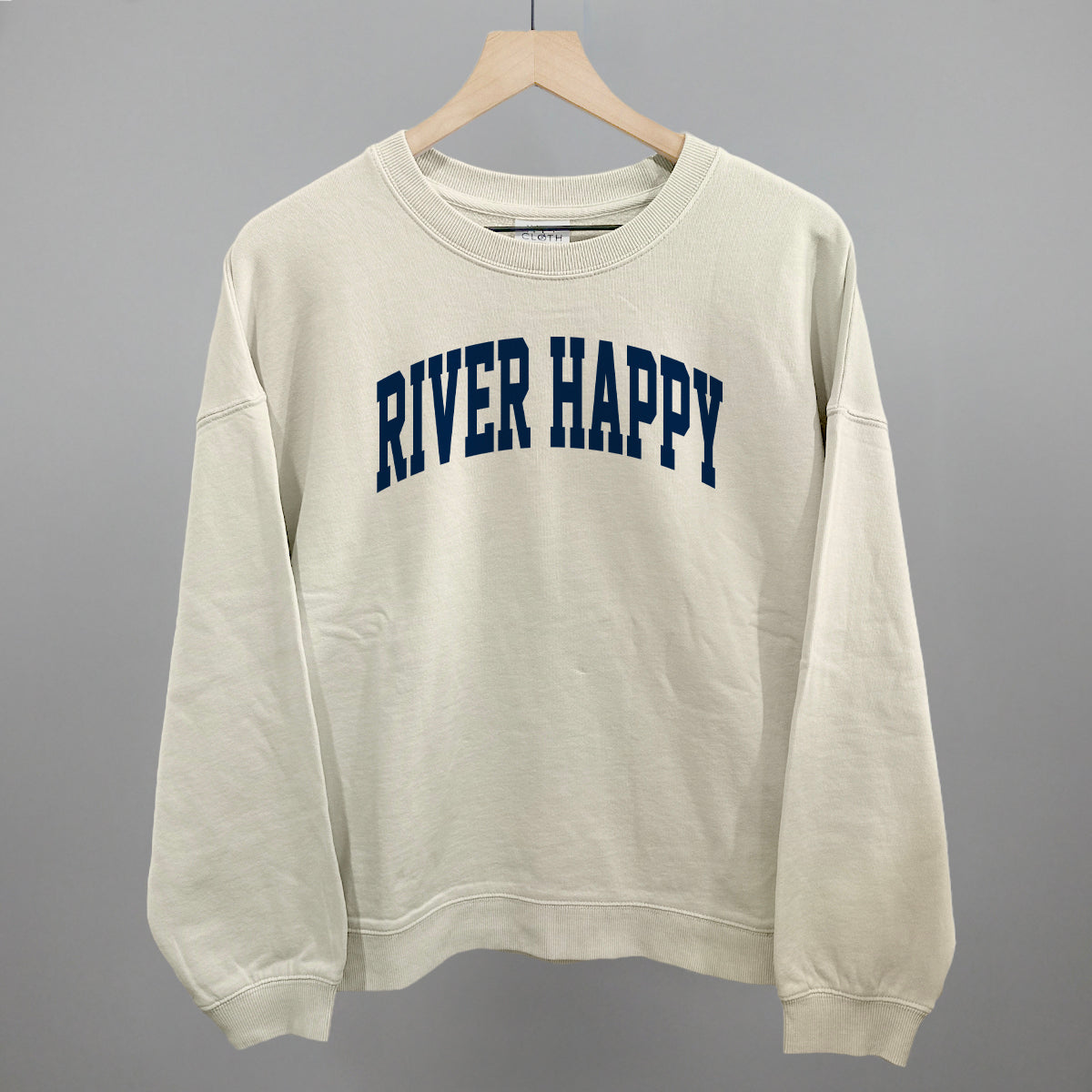 River Happy graphic oversized boxy crew in Bone