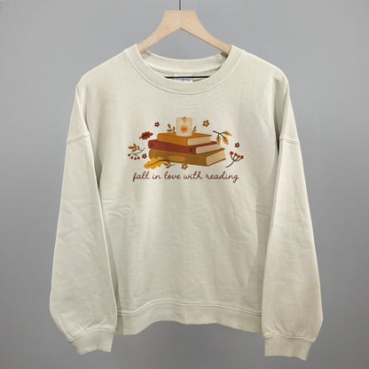 Fall In Love With Reading Funny Oversized Boxy Crewneck Sweatshirt in Bone – Ivy + Cloth