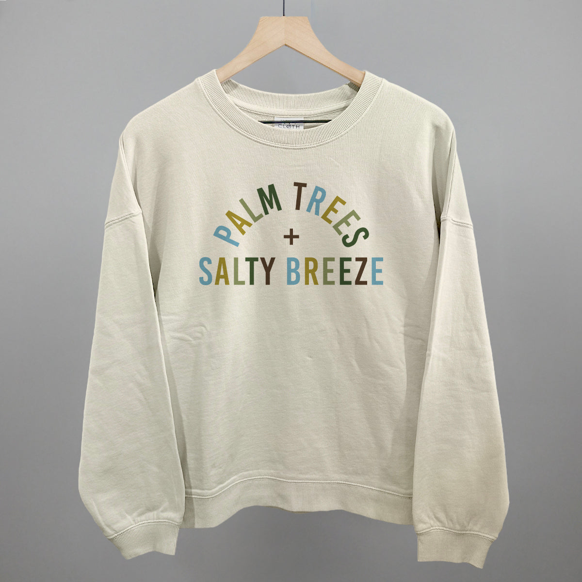 Palm Trees And Salty Breeze Funny Oversized Boxy Crewneck Sweatshirt in Bone – Ivy + Cloth