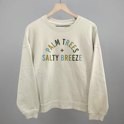 Palm Trees And Salty Breeze Funny Oversized Boxy Crewneck Sweatshirt in Bone – Ivy + Cloth