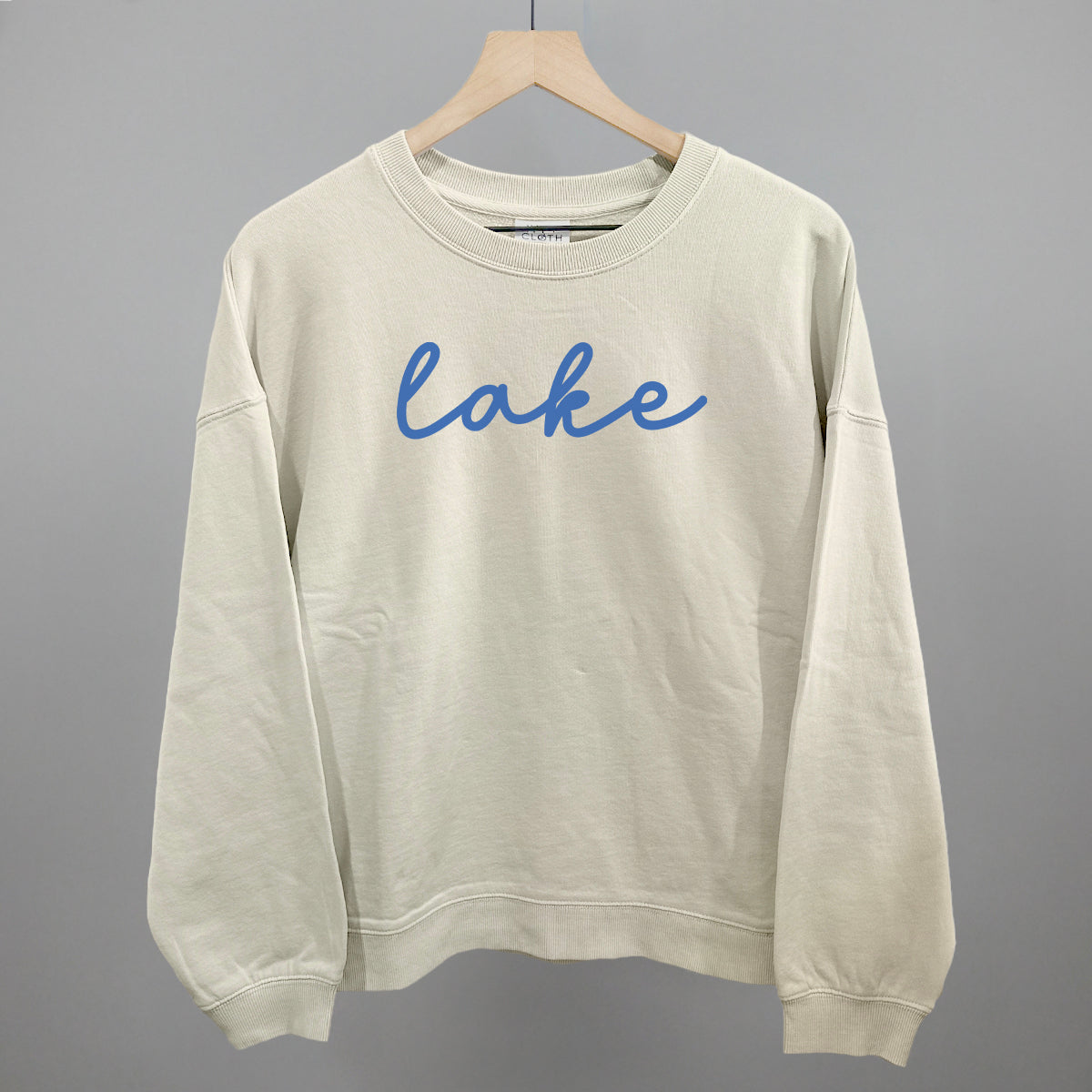 Lake Life Script graphic oversized boxy crew in Bone