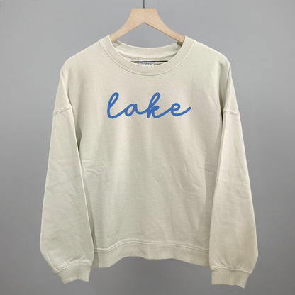 Lake Life Script graphic oversized boxy crew in Bone