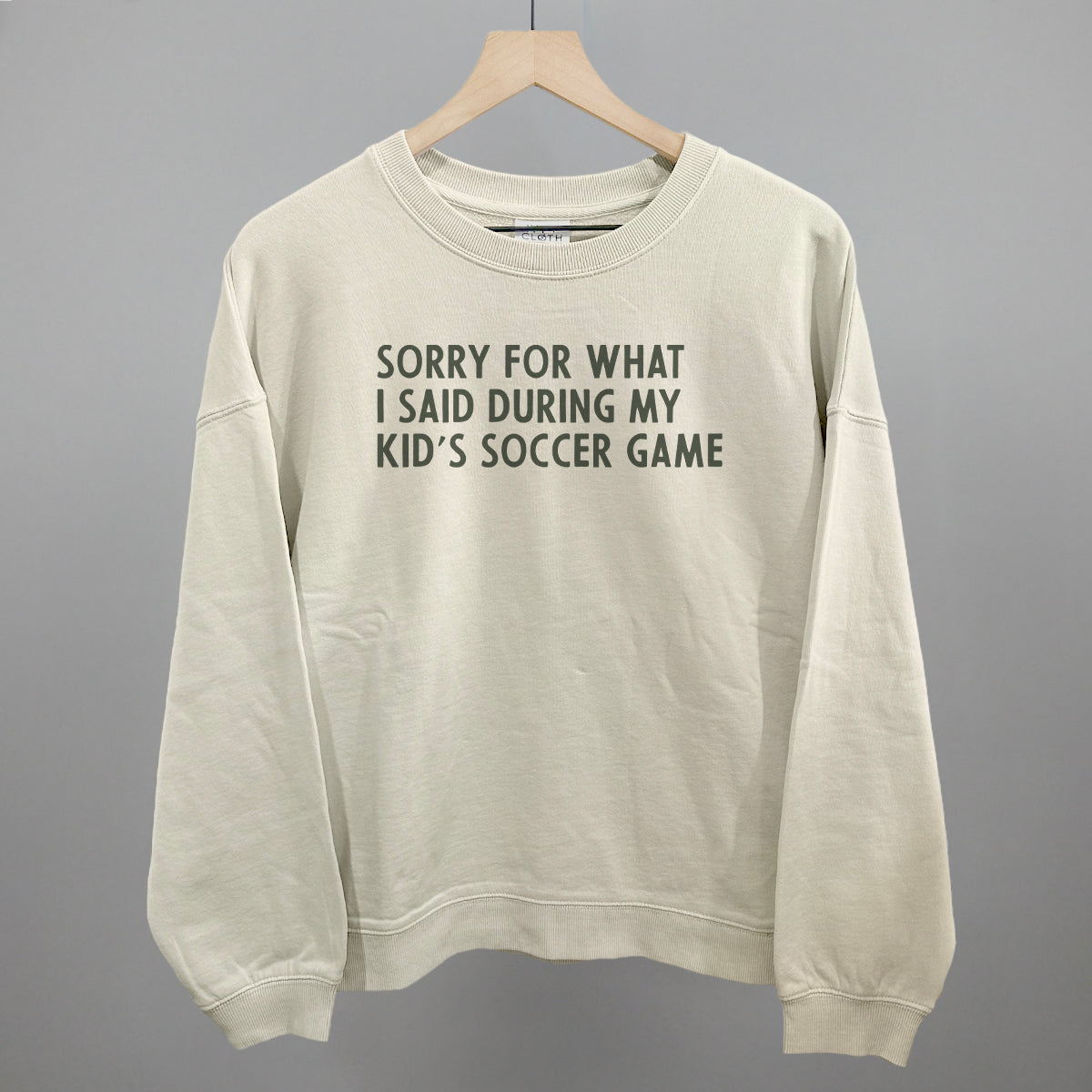 Sorry For What I Said (Soccer) Funny Oversized Boxy Crewneck Sweatshirt in Bone – Ivy + Cloth