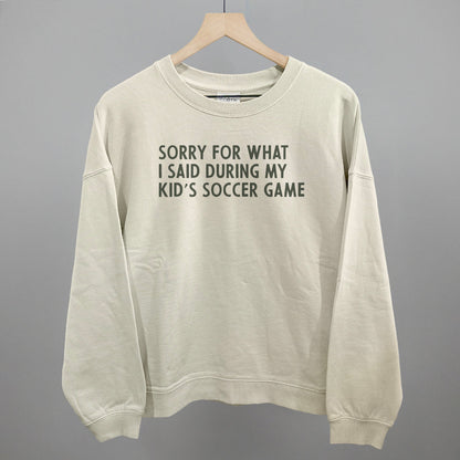 Sorry For What I Said (Soccer) Funny Oversized Boxy Crewneck Sweatshirt in Bone – Ivy + Cloth