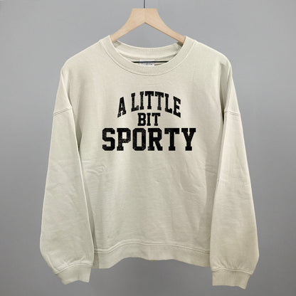 A Little Bit Sporty graphic oversized boxy crew in Bone