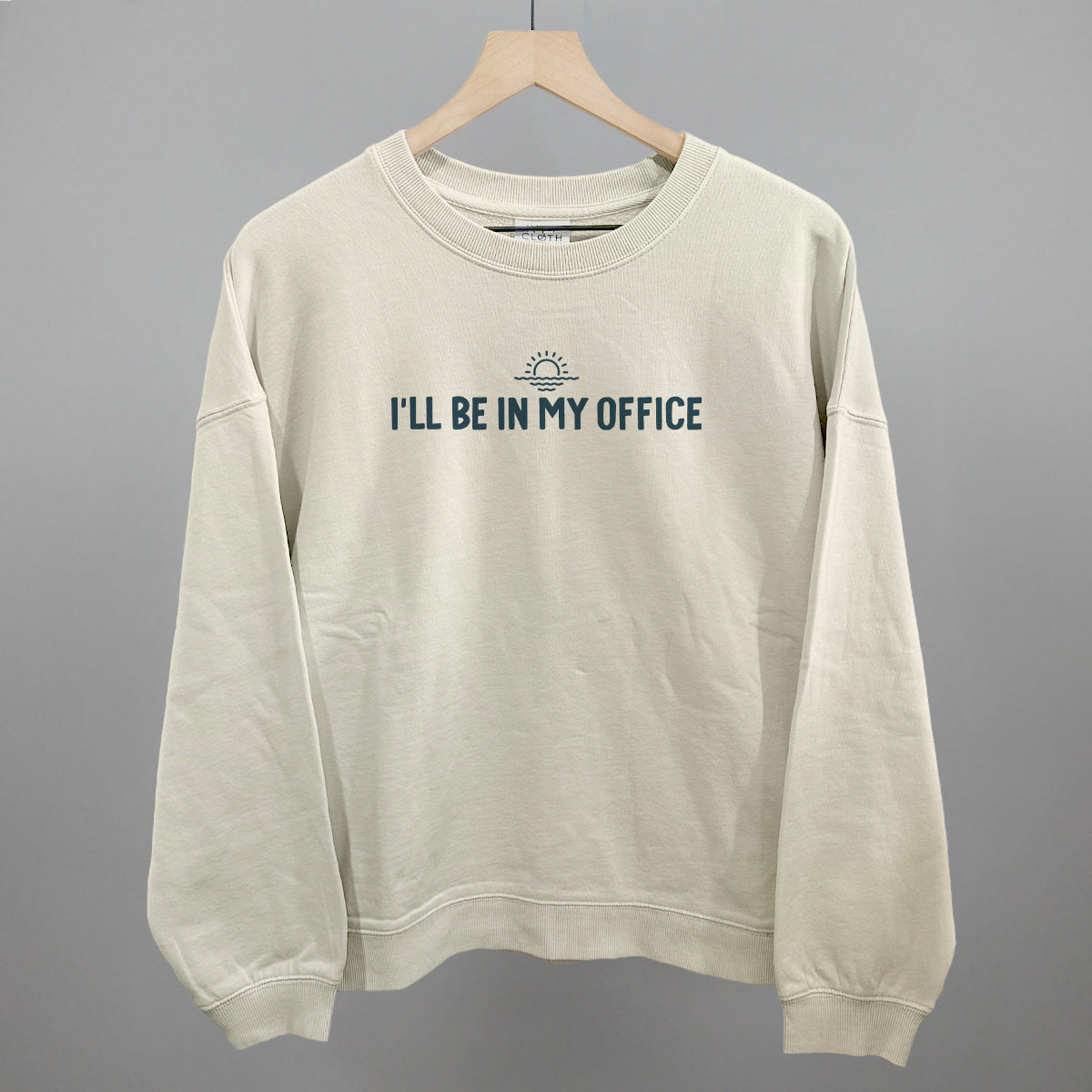 I'll Be In My Office Lake graphic oversized boxy crew in Bone