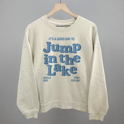 Good Day To Jump In The Lake Funny Oversized Boxy Crewneck Sweatshirt in Bone – Ivy + Cloth