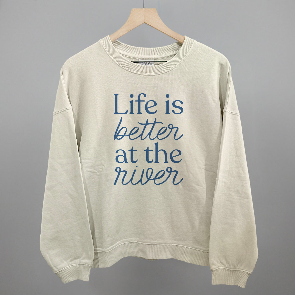 Life Is Better At The River graphic oversized boxy crew in Bone