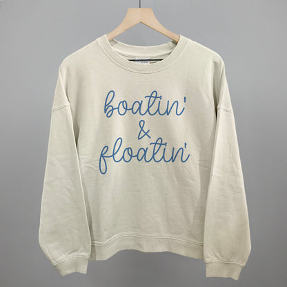 Boatin' & Floatin' Funny Oversized Boxy Crewneck Sweatshirt in Bone – Ivy + Cloth