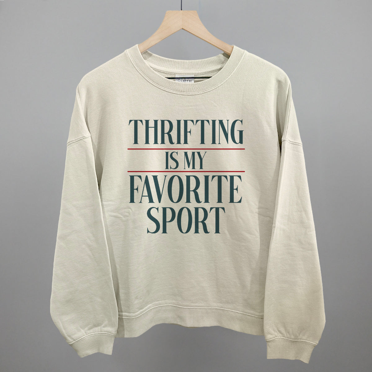 Thrifting Is My Favorite Sport graphic oversized boxy crew in Bone