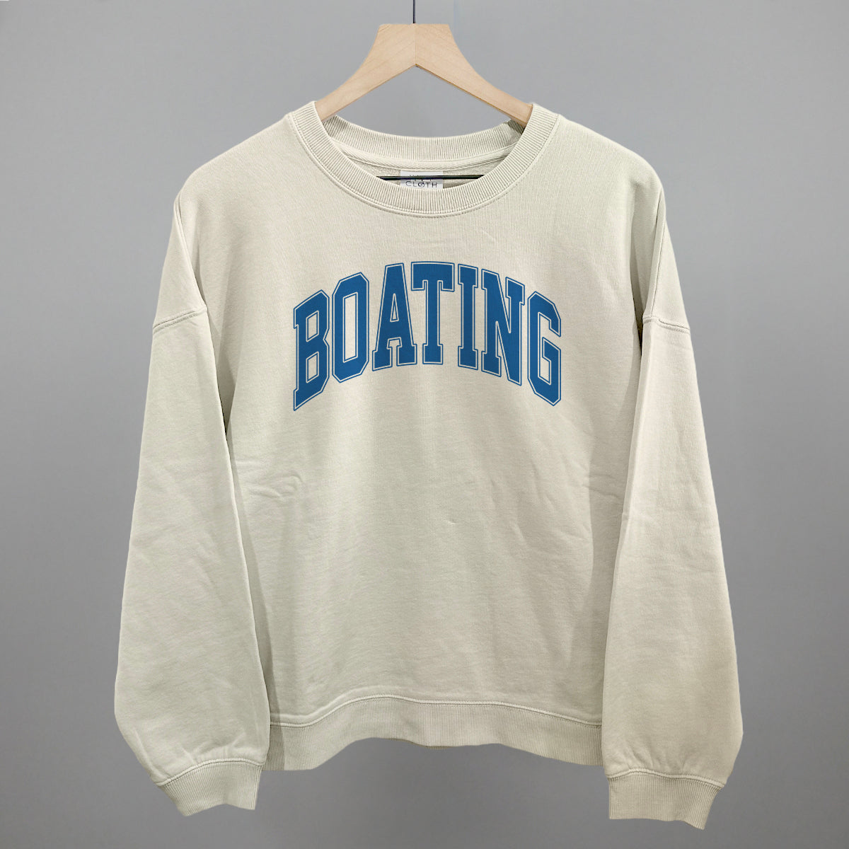 Boating Lake Life graphic oversized boxy crew in Bone