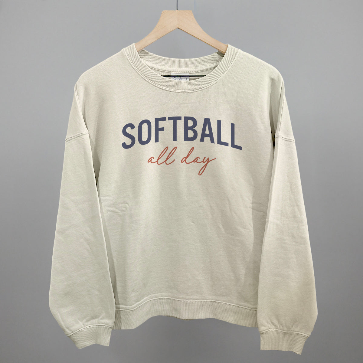 Softball All Day (Script) Funny Oversized Boxy Crewneck Sweatshirt in Bone – Ivy + Cloth