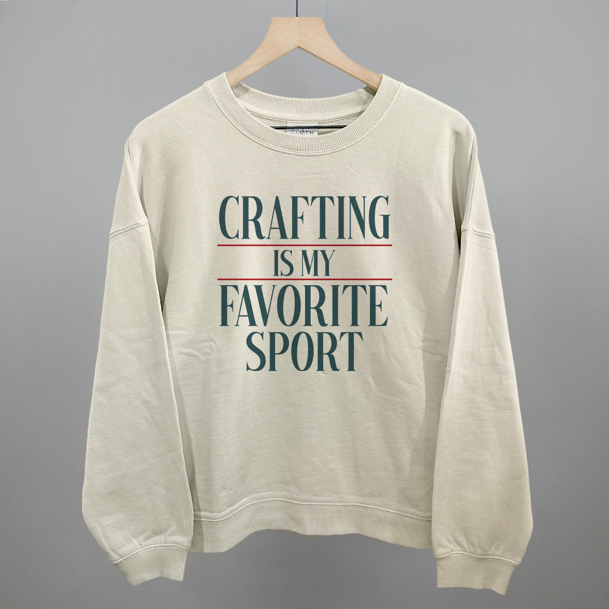 Crafting Is My Favorite Sport graphic oversized boxy crew in Bone