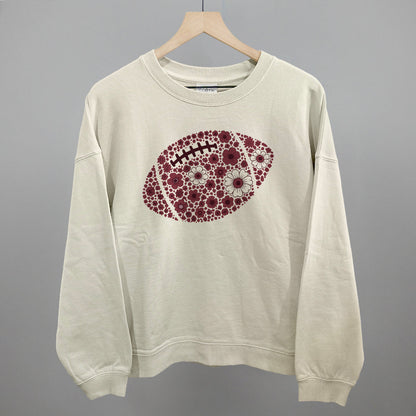 Floral Football Maroon Funny Oversized Boxy Crewneck Sweatshirt in Bone – Ivy + Cloth