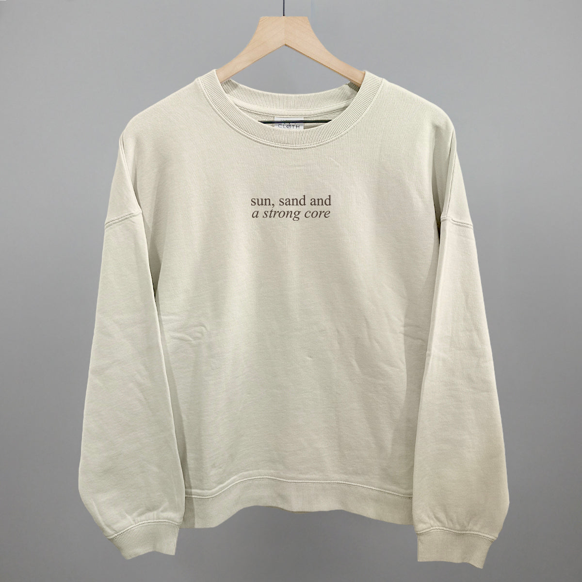 Sun, Sand, and A Strong Core Funny Oversized Boxy Crewneck Sweatshirt in Bone – Ivy + Cloth