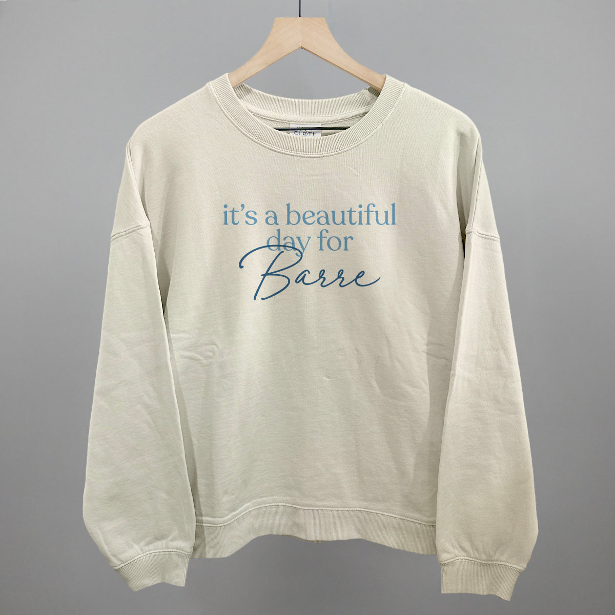 It's A Beautiful Day For Barre graphic oversized boxy crew in Bone