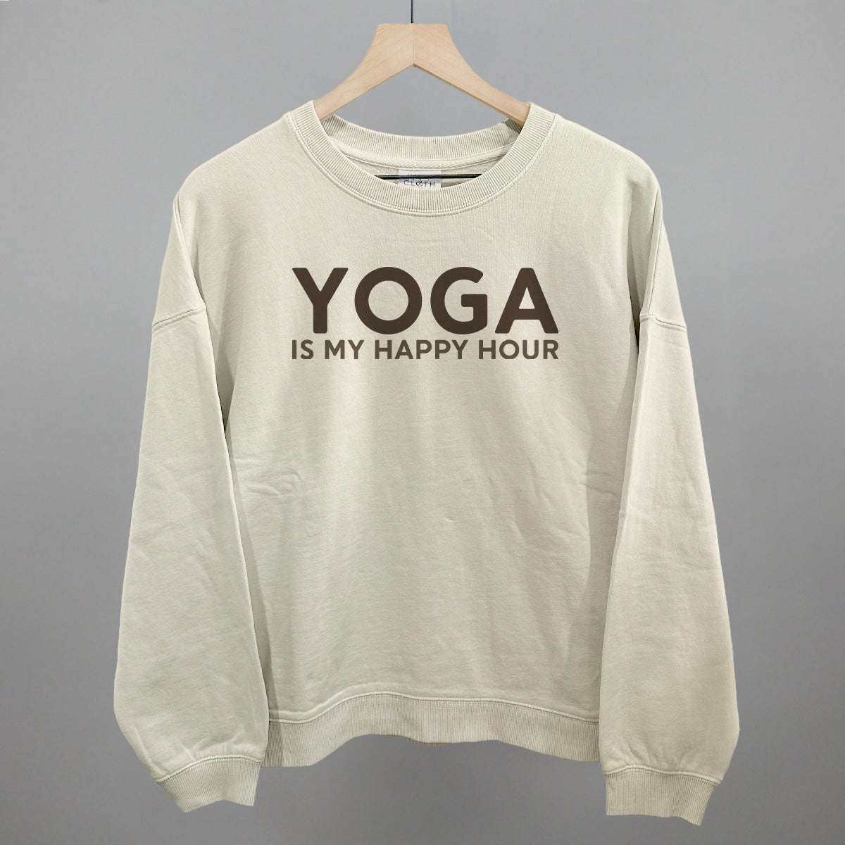 Yoga Is My Happy Hour Funny Oversized Boxy Crewneck Sweatshirt in Bone – Ivy + Cloth