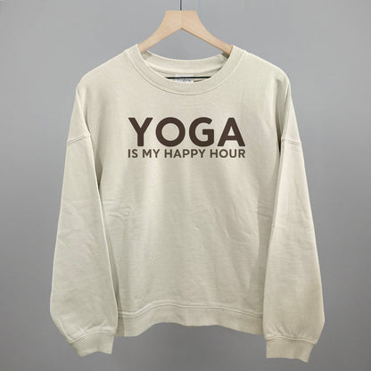Yoga Is My Happy Hour Funny Oversized Boxy Crewneck Sweatshirt in Bone – Ivy + Cloth