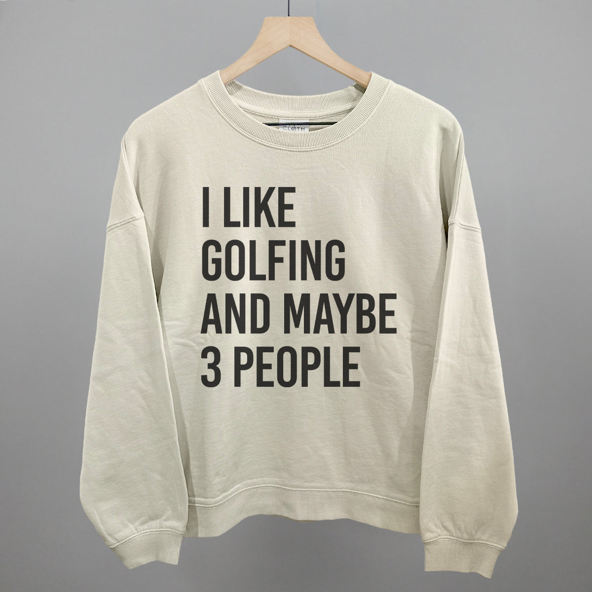 I Like Golfing and Maybe 3 People graphic oversized boxy crew in Bone