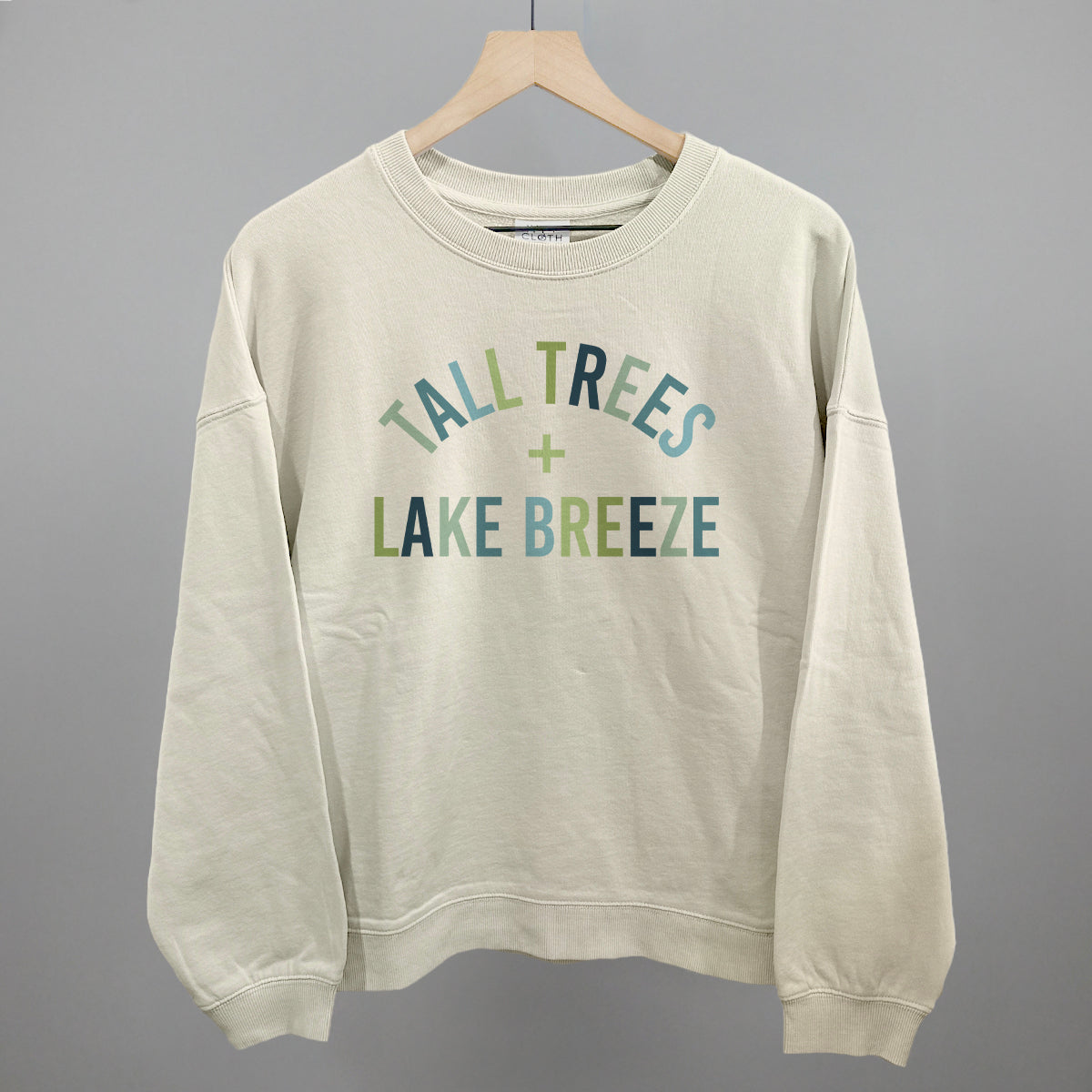 Tall Trees + Lake Breeze graphic oversized boxy crew in Bone