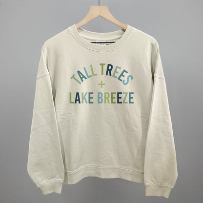 Tall Trees + Lake Breeze graphic oversized boxy crew in Bone