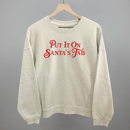 Put It On Santa's Tab (Red) Funny Oversized Boxy Crewneck Sweatshirt in Bone – Ivy + Cloth