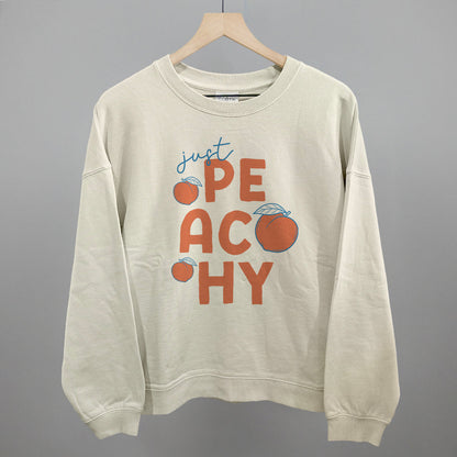 Just Peachy Summer graphic oversized boxy crew in Bone