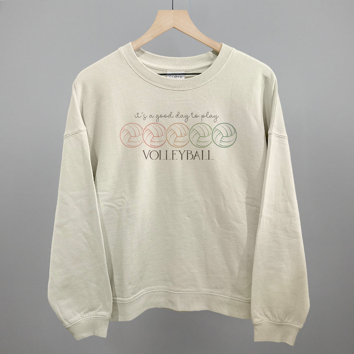 It's A Good Day To Play Volleyball Doodle Funny Oversized Boxy Crewneck Sweatshirt in Bone – Ivy + Cloth