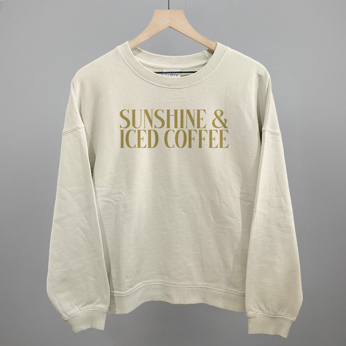 Sunshine & Iced Coffee graphic oversized boxy crew in Bone