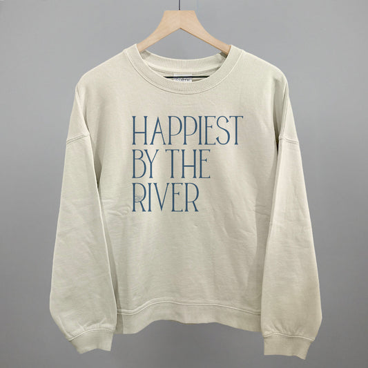 Happiest By The River Funny Oversized Boxy Crewneck Sweatshirt in Bone – Ivy + Cloth
