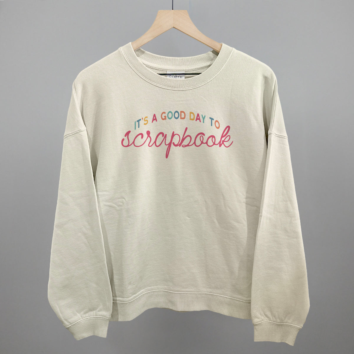 It's A Good Day To Scrapbook graphic oversized boxy crew in Bone