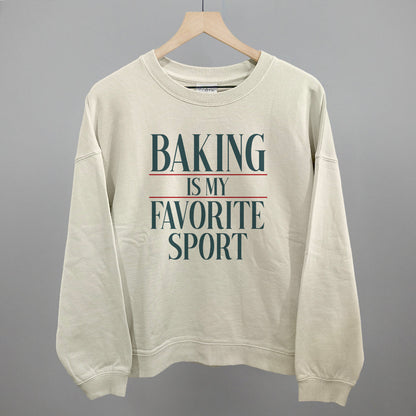 Baking Is My Favorite Sport graphic oversized boxy crew in Bone